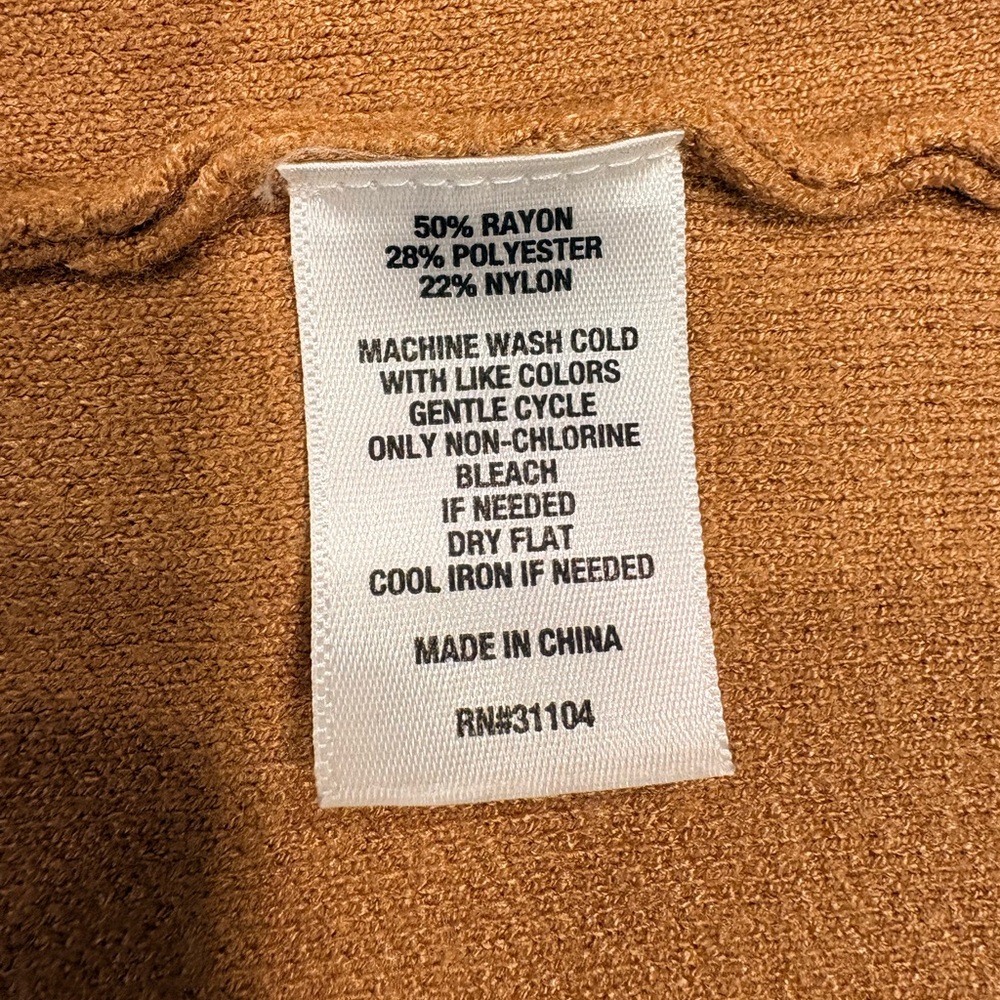 Crown & Ivy Camel & Black Striped Open Front Long Cardigan - Plus Size 2X - Picture 3 of 5